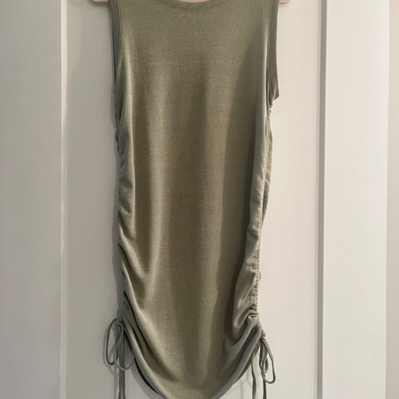 Alter’d State Ruched Tie Sleeveless Dress Olive Green | Size L - Picture 4 of 4